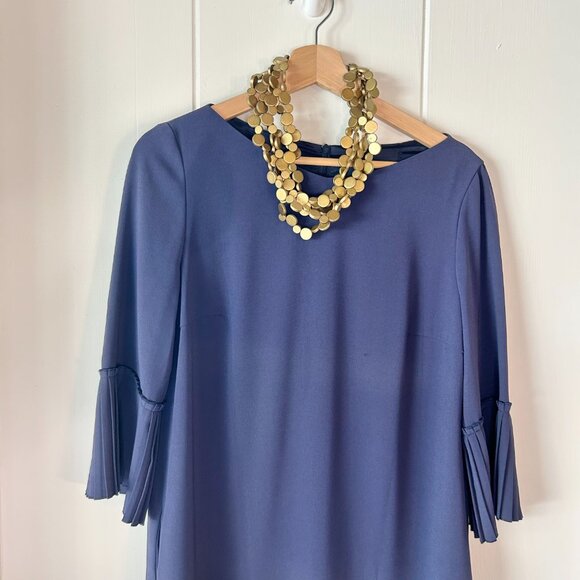 Navy Blue Escada Dress with pleated sleeves size 36 - Picture 9 of 11